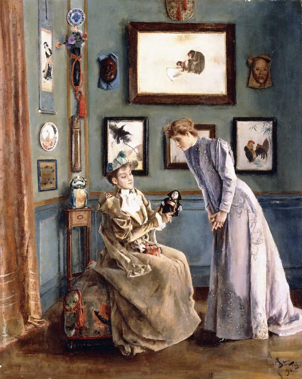 Alfred Émile Stevens - Donne con una bambola giapponese, 1894